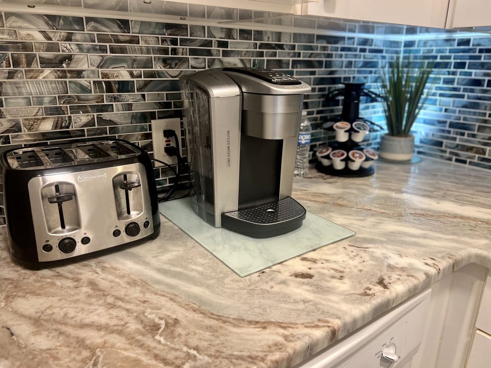 Morning convenience with a Keurig machine (normal coffee pot also available)