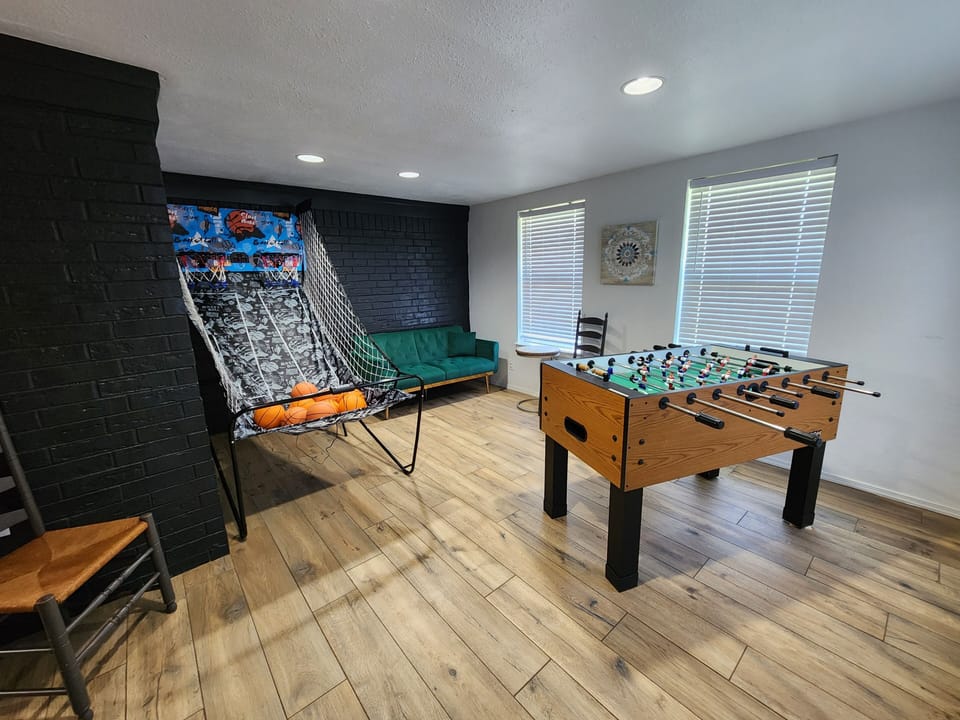 Foosball and basketball games