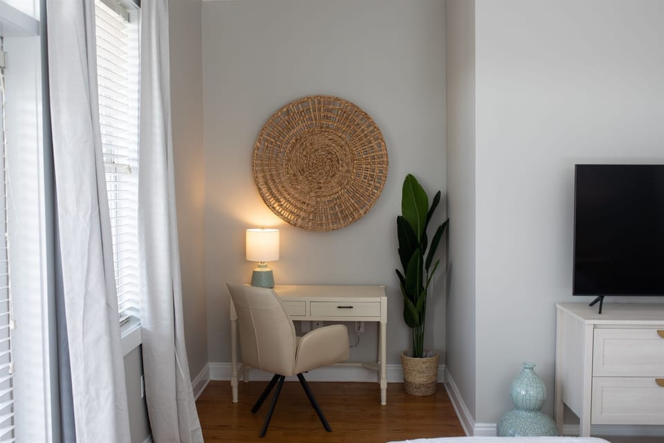 Quiet workspace in the master bedroom.