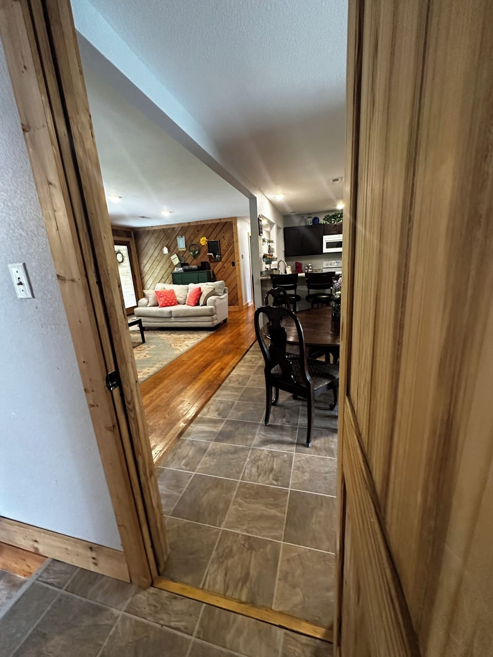 From master bedroom to dining room