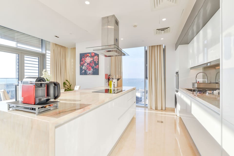 Premium Apartment, 2 Bedrooms, Balcony, Sea View | Private kitchen | Full-size fridge, microwave, oven, stovetop