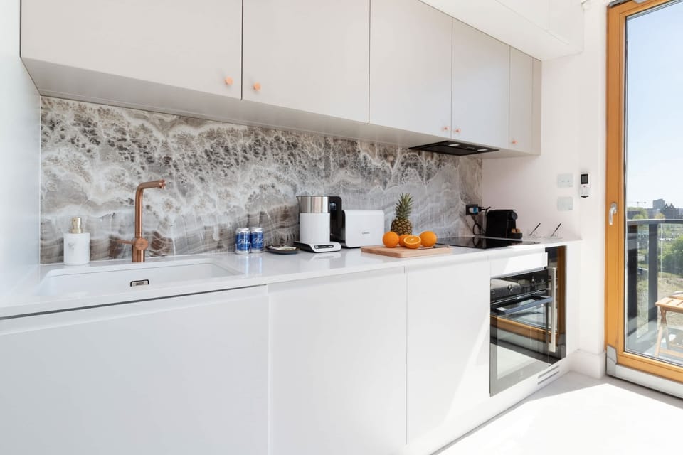 The fully equipped kitchenette includes everything you need for a home-cooked meal.