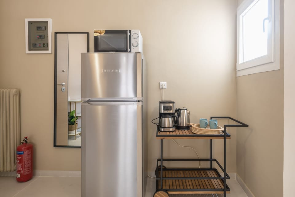 City Apartment | Private kitchen | Full-size fridge, microwave, oven, espresso maker