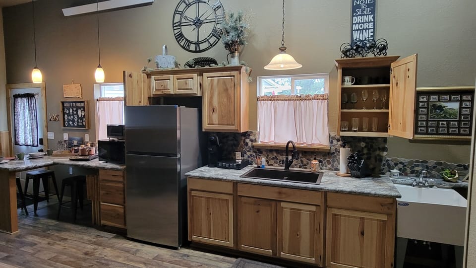 View of your kitchen setup. We have  induction hot plates and a large roaster.