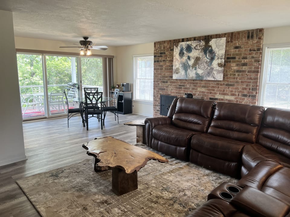 Open living area and dining area