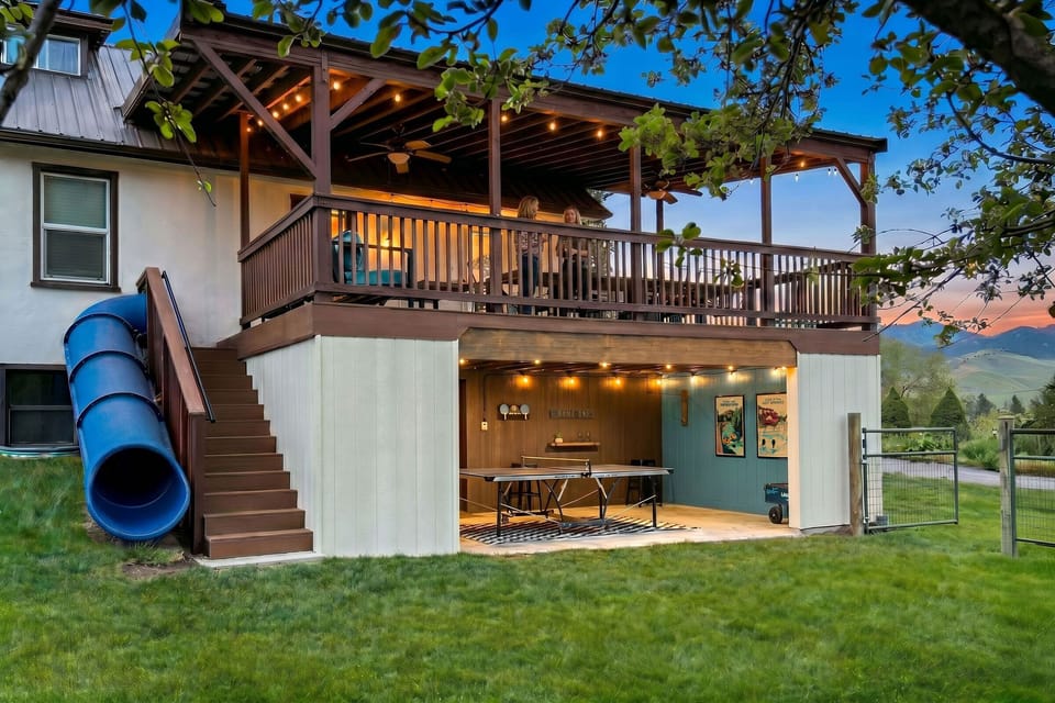 The patio and downstairs game room were recently renovated for group fun!