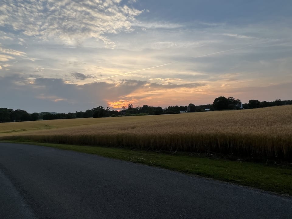 Sunset view from front of home. Enjoy evening stolls and sunsets!