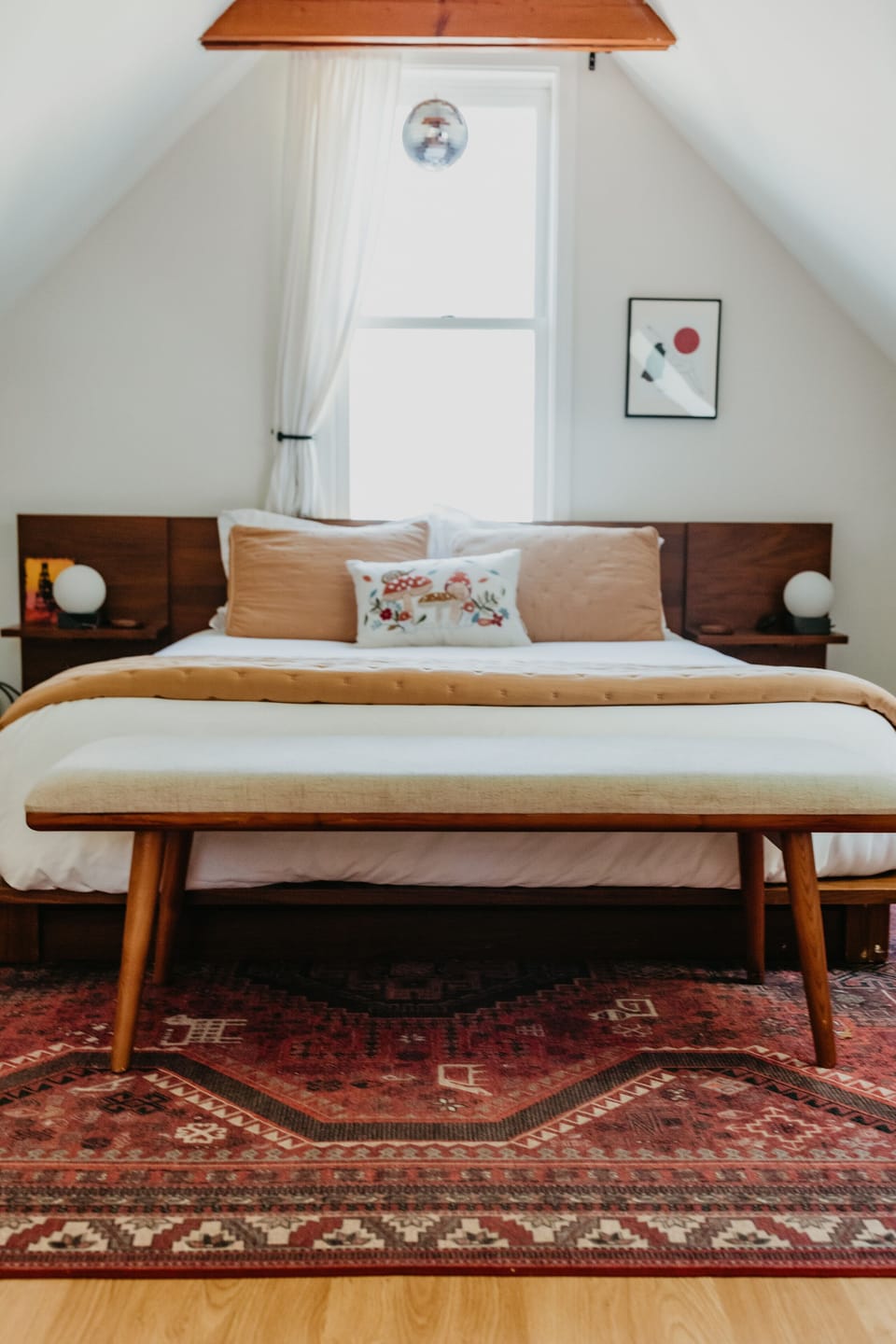 Queen bed on the top floor