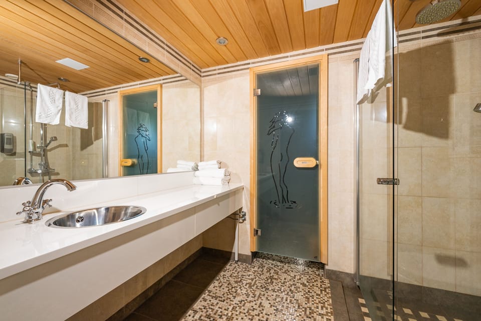 Suite, Sauna | Bathroom | Shower, hair dryer, towels