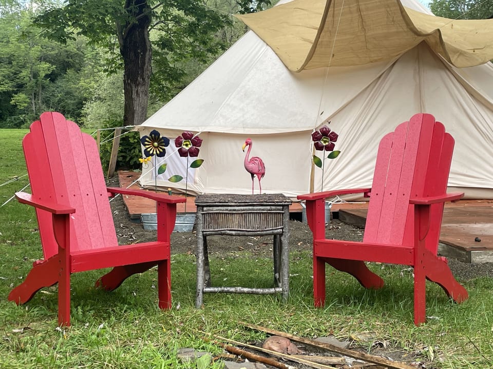 Adirondack chairs and firepit 