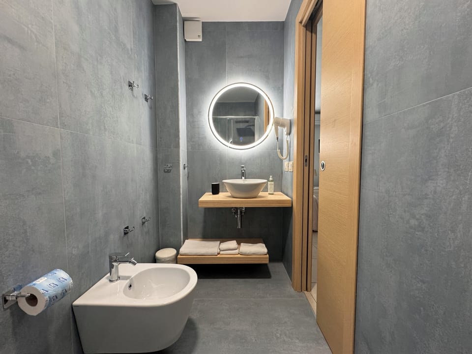 Shower, rainfall showerhead, hair dryer, bidet
