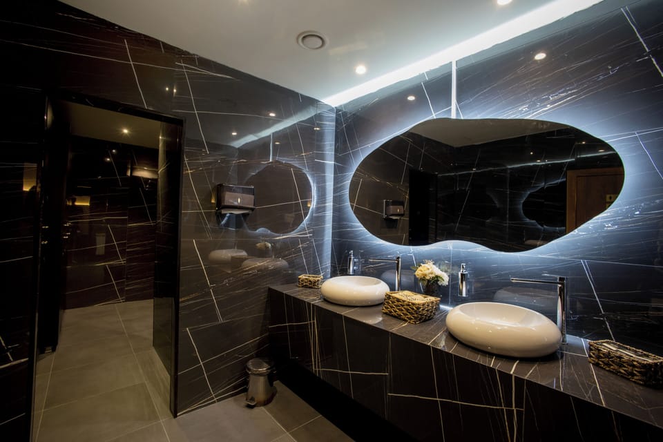 Hair dryer, bathrobes, slippers, towels