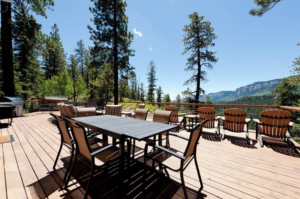 Huge deck - Hot Tub, fire table, dining table, outdoor couches and Adirondack chairs