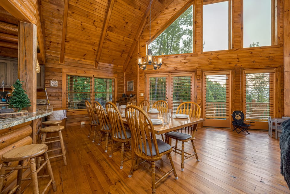Spacious dining area with additional bar seating