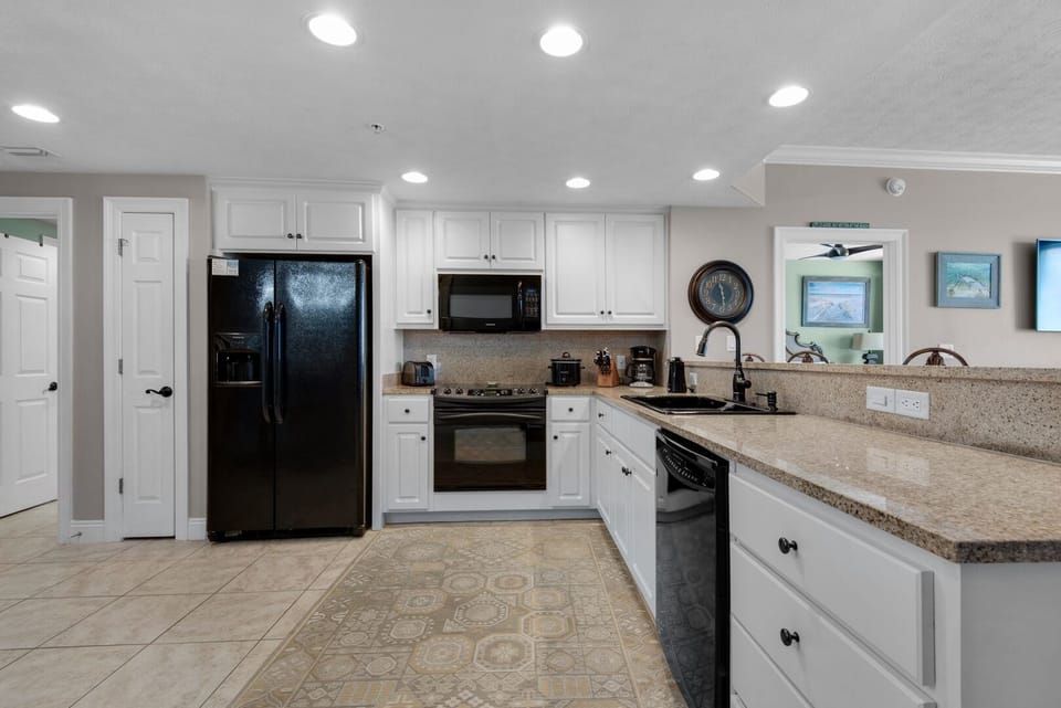 Fully stocked kitchen.