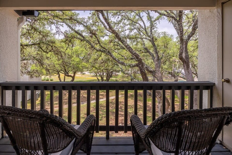 This private balcony off of the bedroom is a quiet respite with coffee in the morning, and a good chance at seeing the many deer that frequent the complex.