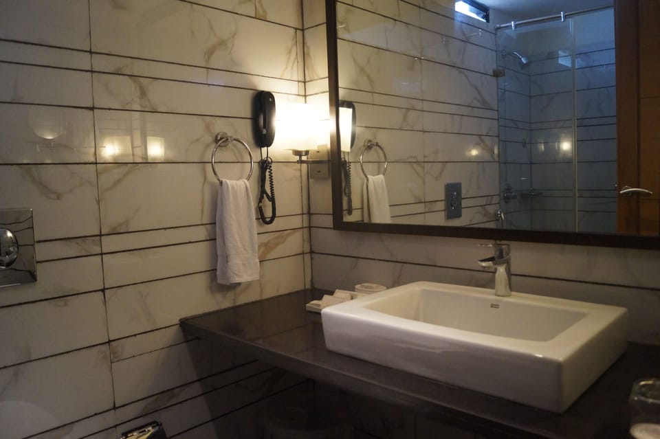 Shower, free toiletries, hair dryer, slippers