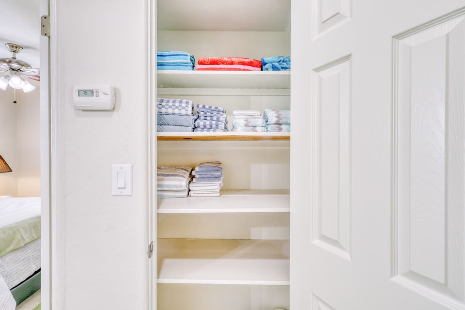 Closet with extra supplies and towels