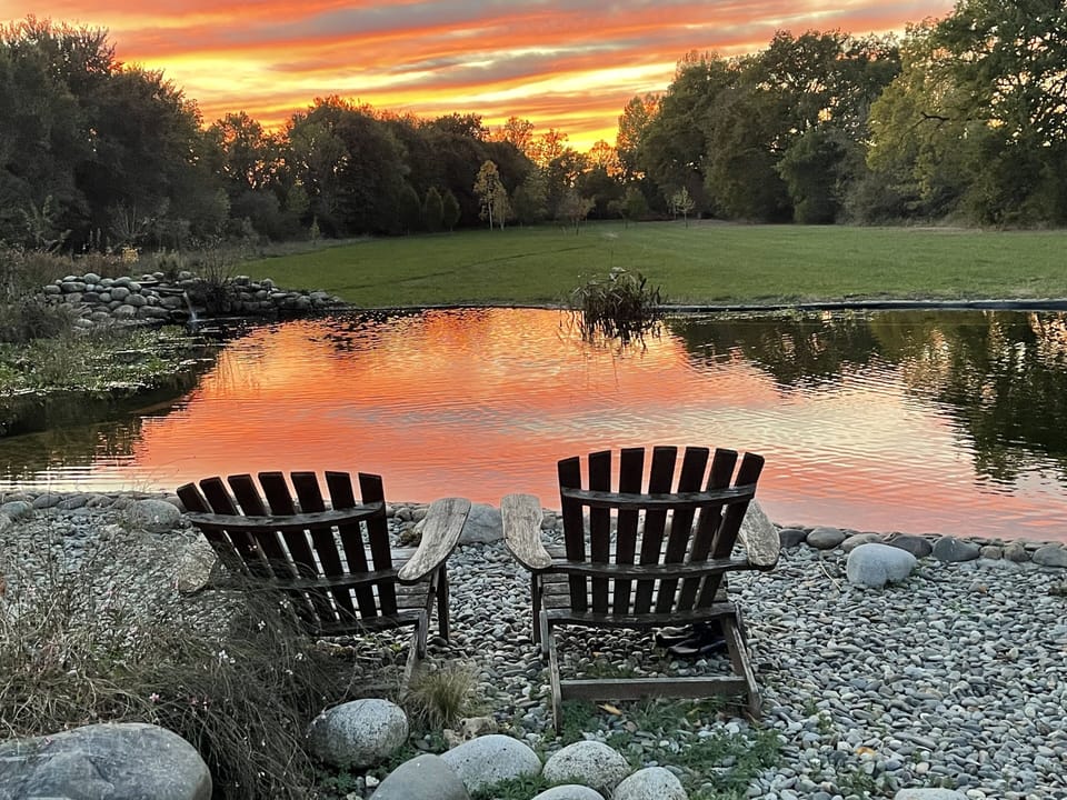 Sunset over the pool