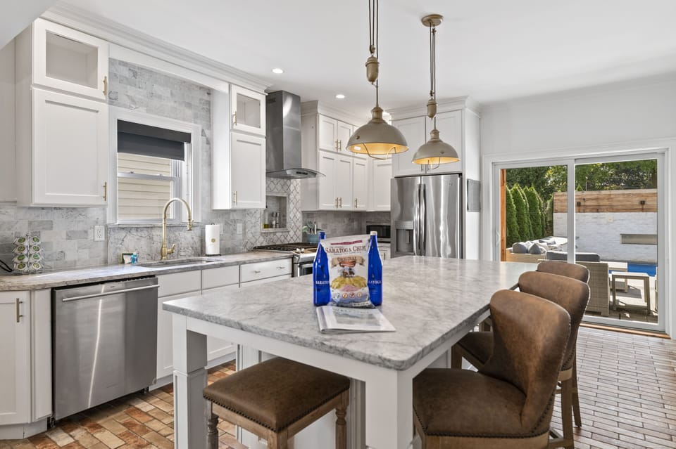 Kitchen with island seating for 5