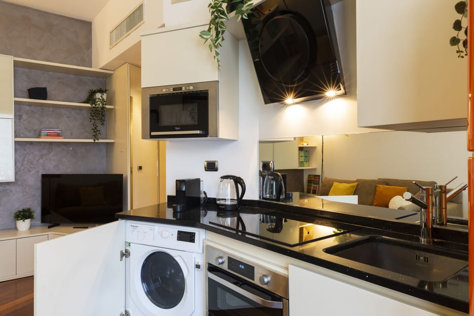 Deluxe Apartment | Private kitchen | Full-size fridge, microwave, oven, stovetop