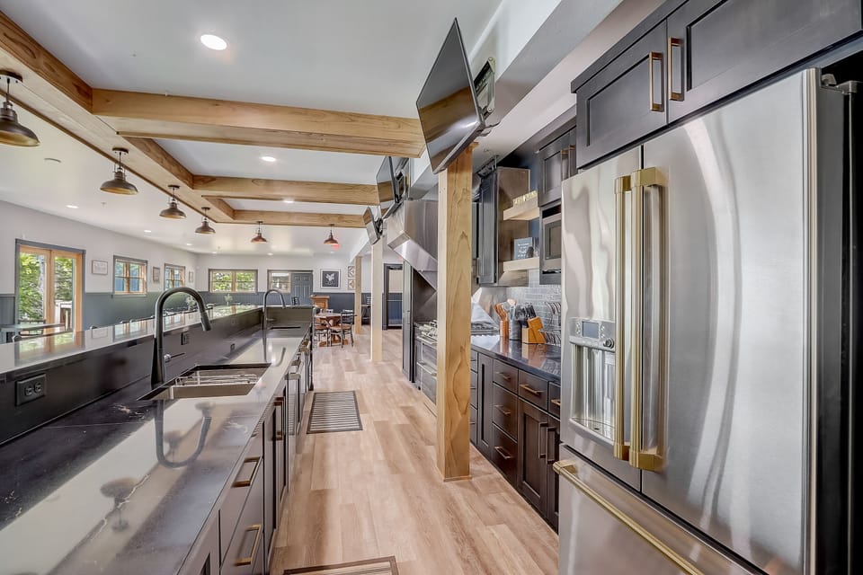 Commercial-grade kitchen with high-end appliances for large group meals