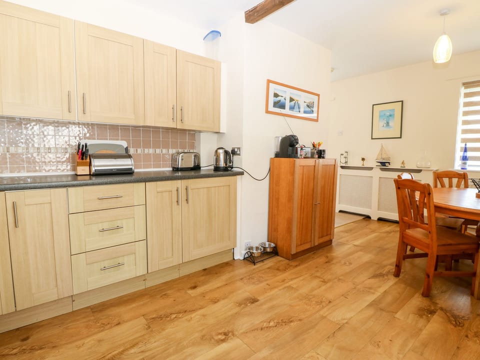 Fridge, dishwasher, electric kettle, toaster