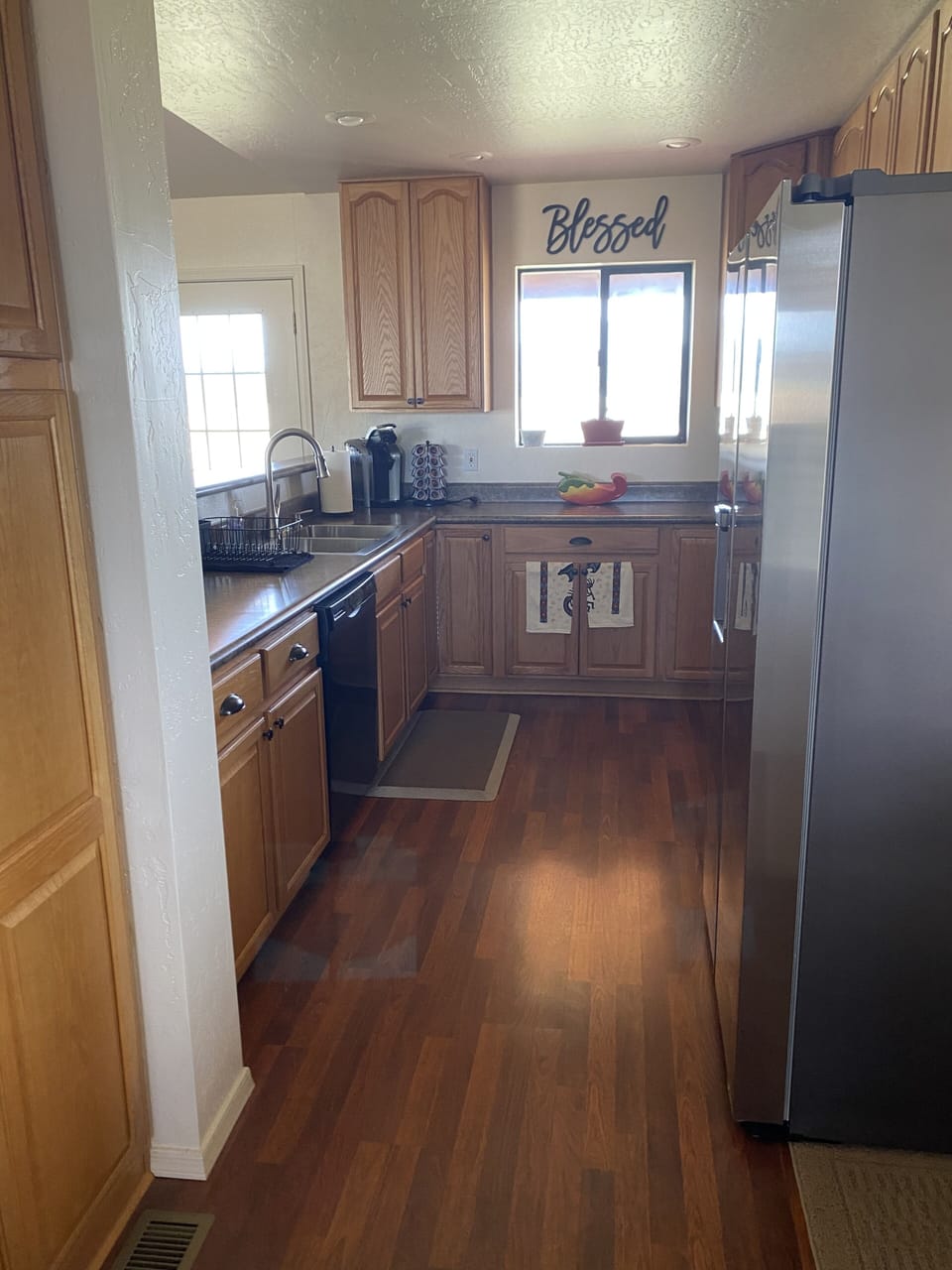Kitchen with Keurig and coffee pods