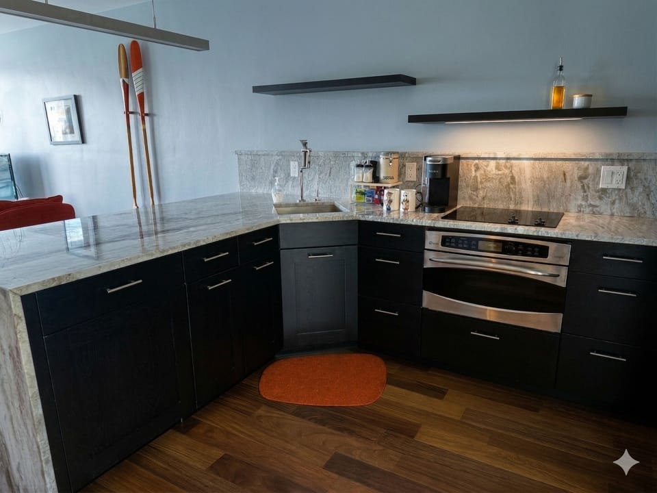 Cook here, drink here, grab a stool and play games. You're away from home, enjoy