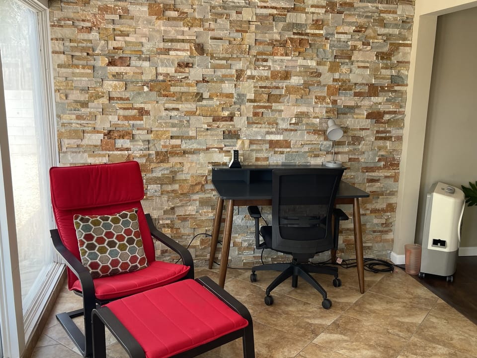 Working desk and sitting area combination space.