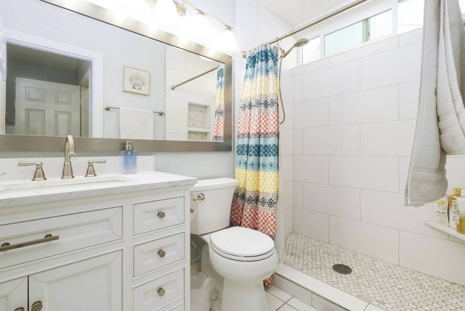Master bathroom with walk-in shower.