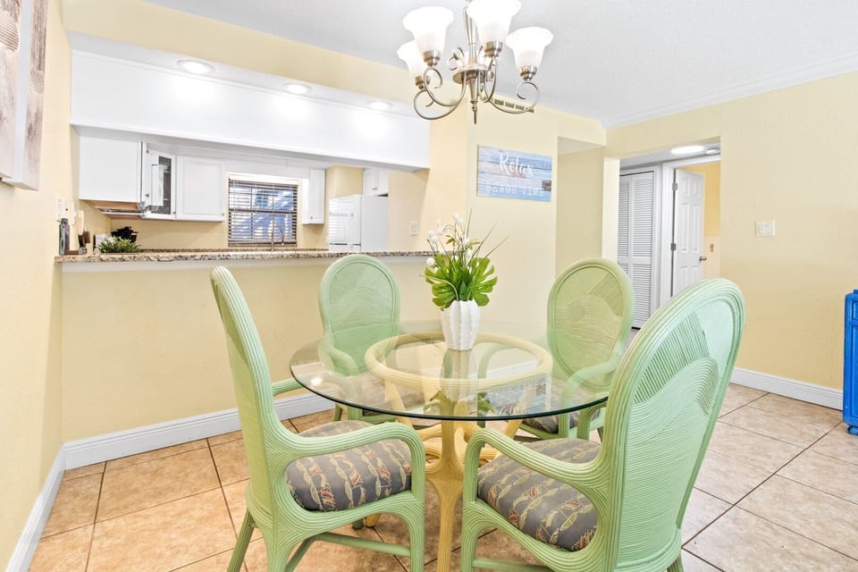 Dining table seats four