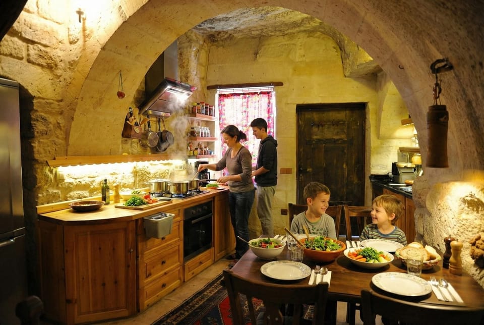 Cave Suite with Terrace | Private kitchen | Full-size fridge, oven, coffee/tea maker, cookware/dishes/utensils