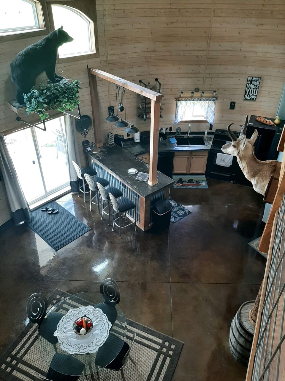 View from top of stairs