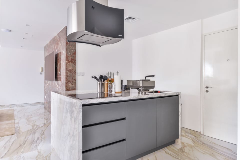 Luxury Apartment, 1 Bedroom, Balcony | Private kitchen | Full-size fridge, microwave, oven, stovetop