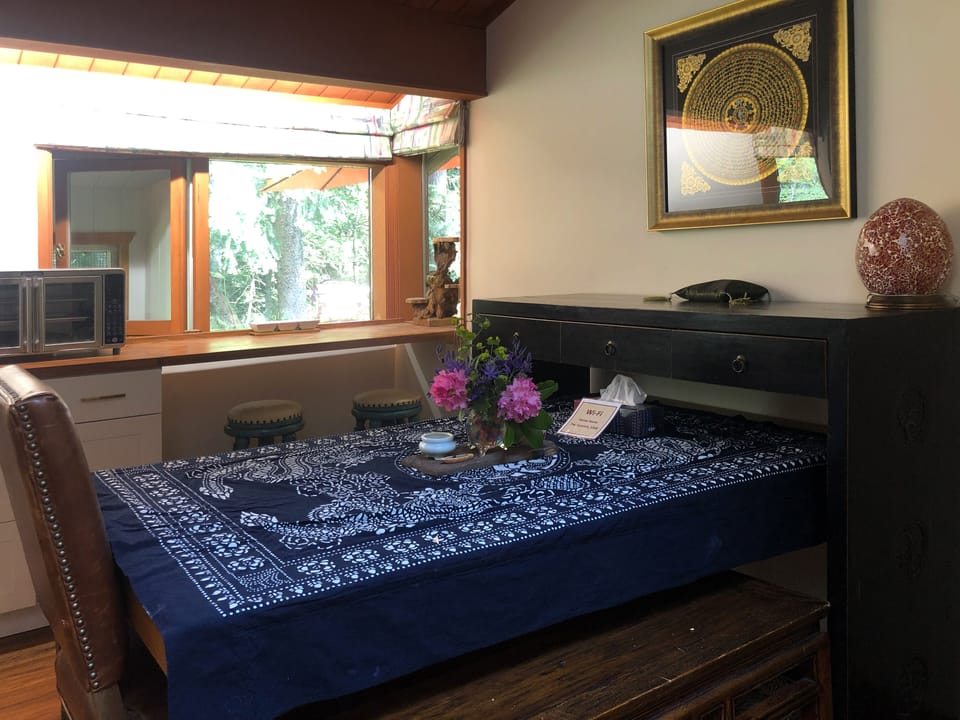 Kitchenette with dining table. 