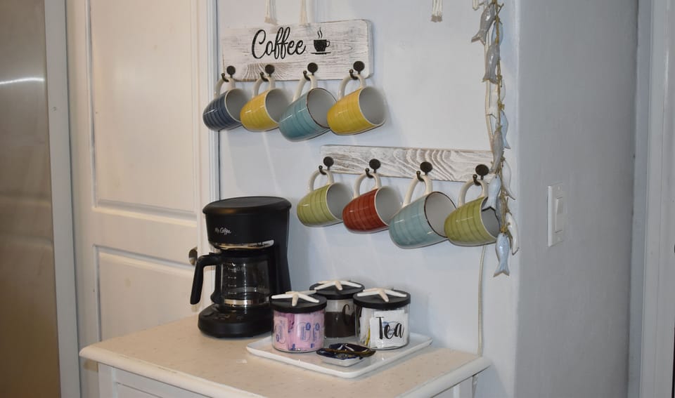 relax and enjoy coffee or tea to take out to the patio