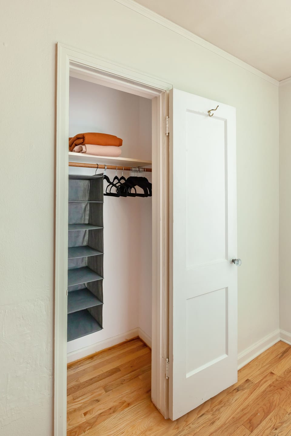 Shelving and hangers, so you can settle in for your stay here.