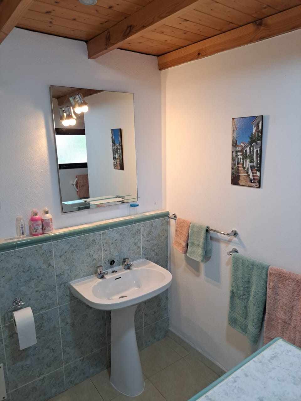 spacious bathroom, seperate large shower.