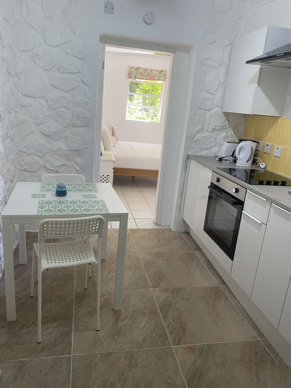 Kitchen with inside eating table