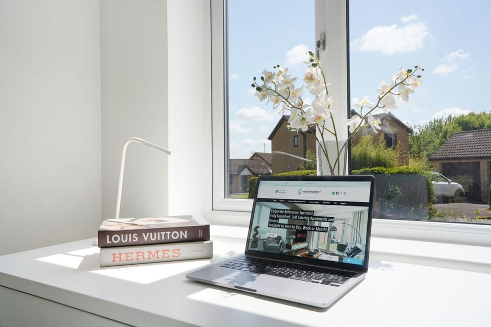Work desk. There is free and fast wifi throughout the house.