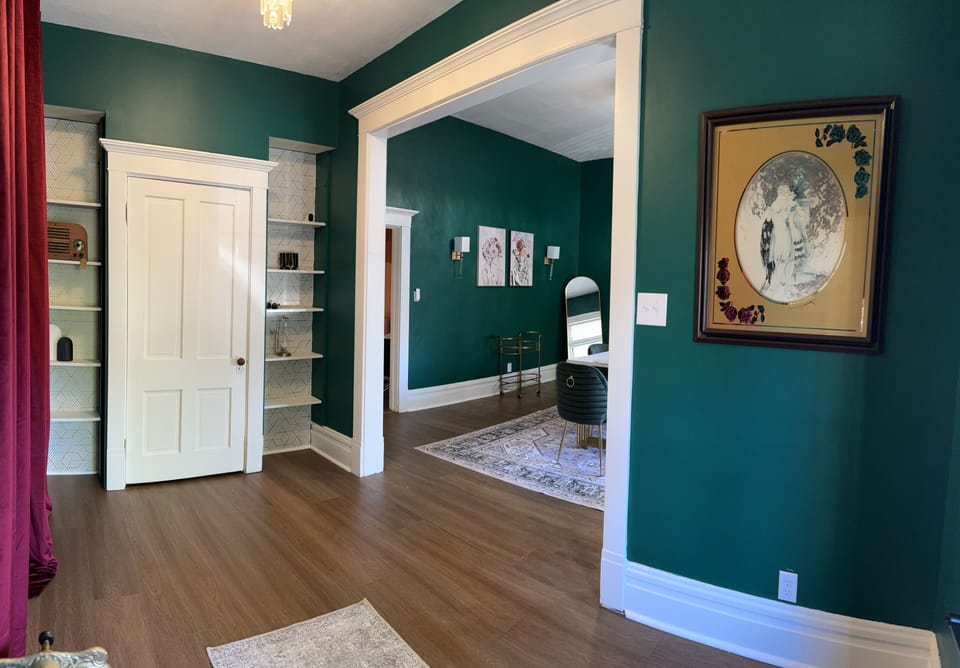 Large entry with coat closet and built-ins. 