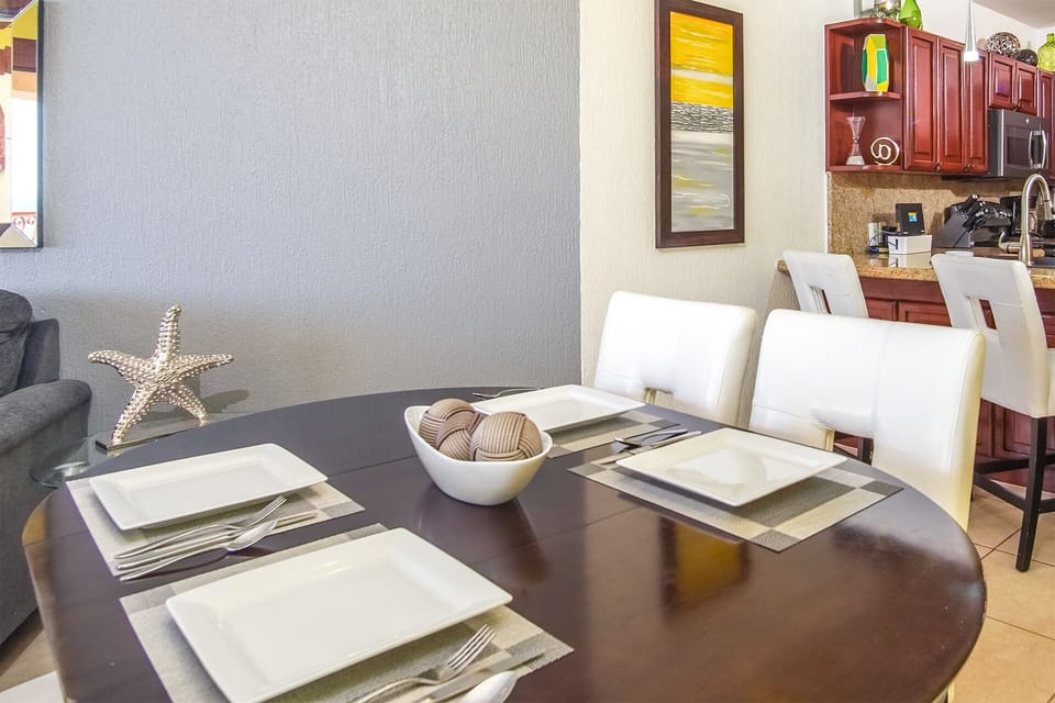 seating for four at the contemporary dining table