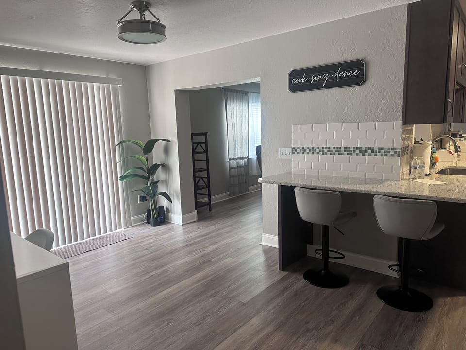 View of kitchen and office space