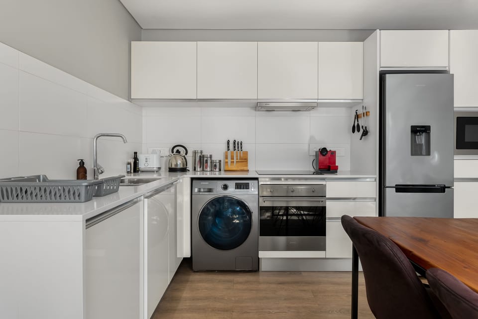 Classic Apartment | Private kitchen | Fridge, microwave, oven, stovetop