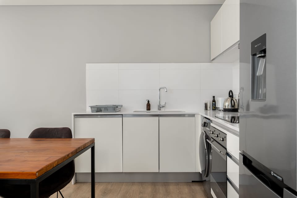 Classic Apartment | Private kitchen | Fridge, microwave, oven, stovetop