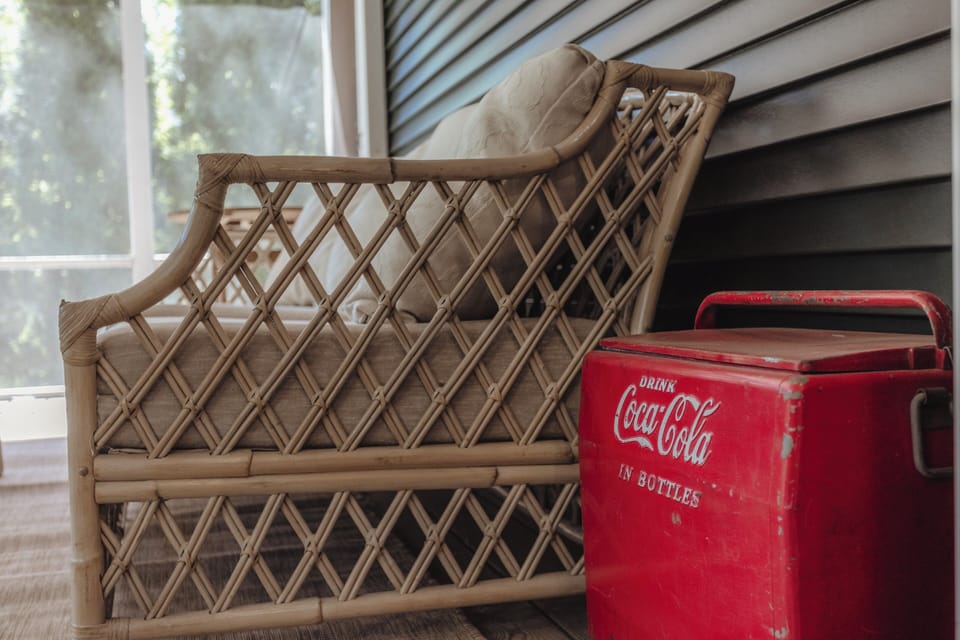 Vintage design and decor on the screen porch