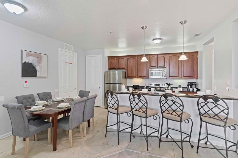 Dining area  Sit and indulge yourself in this comfy furniture by simply gathering around the table for good food and great times.