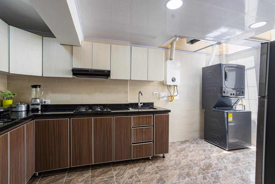 Mini-fridge, dishwasher, blender, griddle