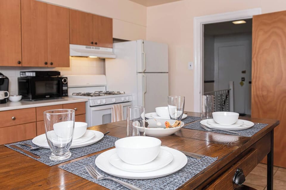 This is the full 'sit in' kitchen with a rustic high table to enjoy meals.